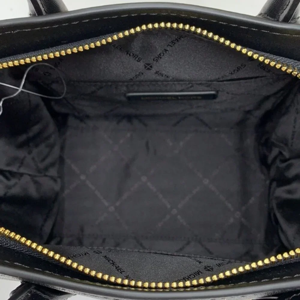 Michael Kors Avril Small Leather Top-Zip Satchel Black color - Picture 7 of 16